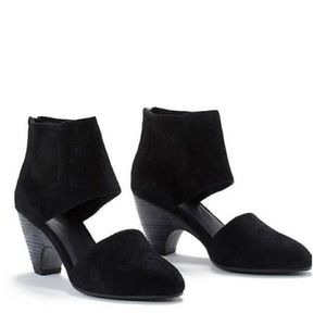 Eileen Fisher Tango Suede Leather Cut Out Heeled Ankle Boot Round Toe Winter